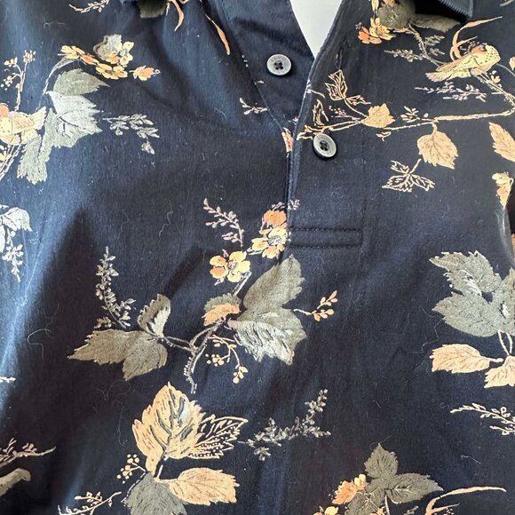 Bird print, black polo shirt - Picture 4 of 9